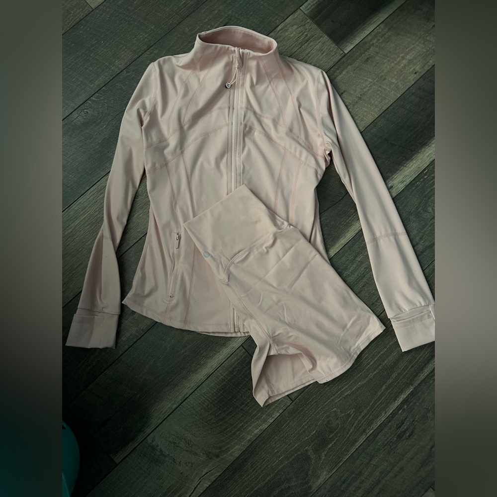 Light Pink Activewear Set, bbl jacket and bike shorts